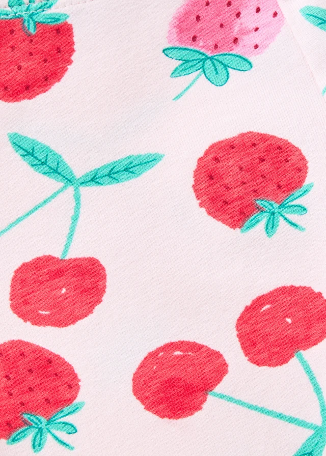 Girls Pink Strawberry Cherry Leggings (1-7yrs)