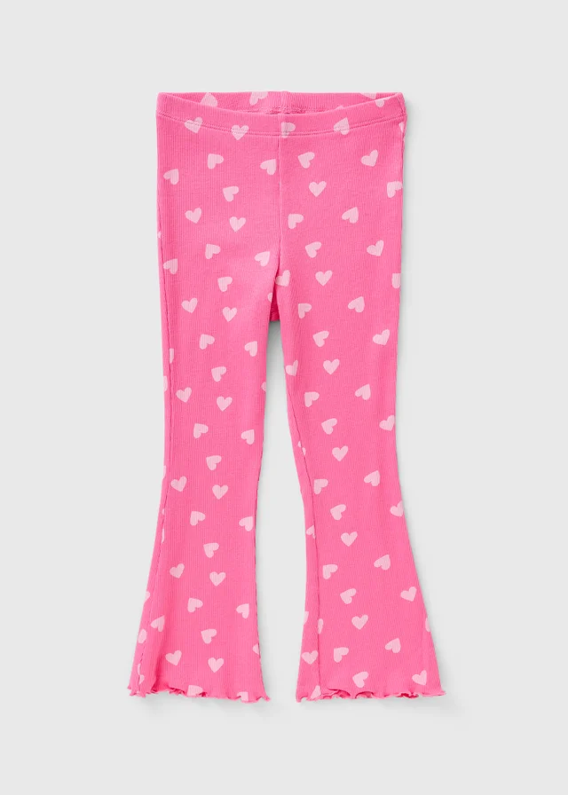 Girls Pink Heart Flare Leggings (1-7yrs)