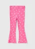 Girls Pink Heart Flare Leggings (1-7yrs) - 1 to 1 half years Image 1