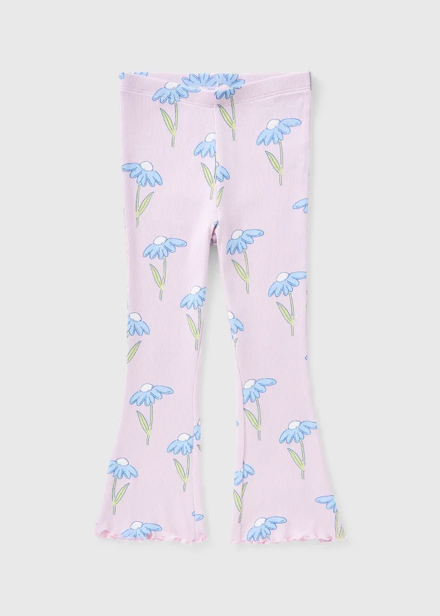 Girls Lilac Flower Flared Pants (1-7 Years)