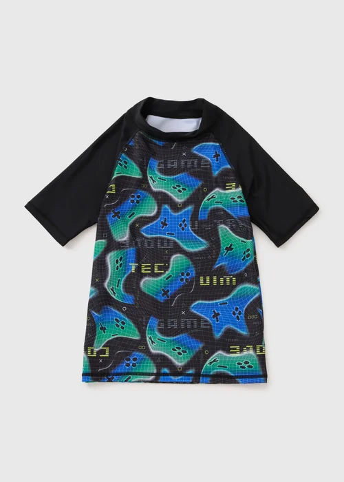 Boys Black Game Control Rash Vest (7-15yrs) - Age 7 Years Image 1