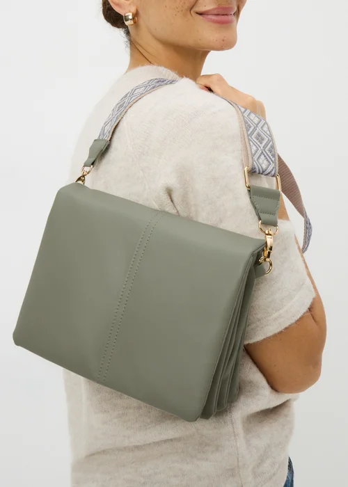 Green Triple Compartment Cross Body Bag - One Size Image 2