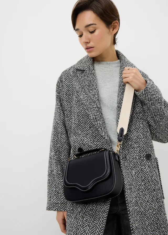 Black Top Handle Cross Body Bag