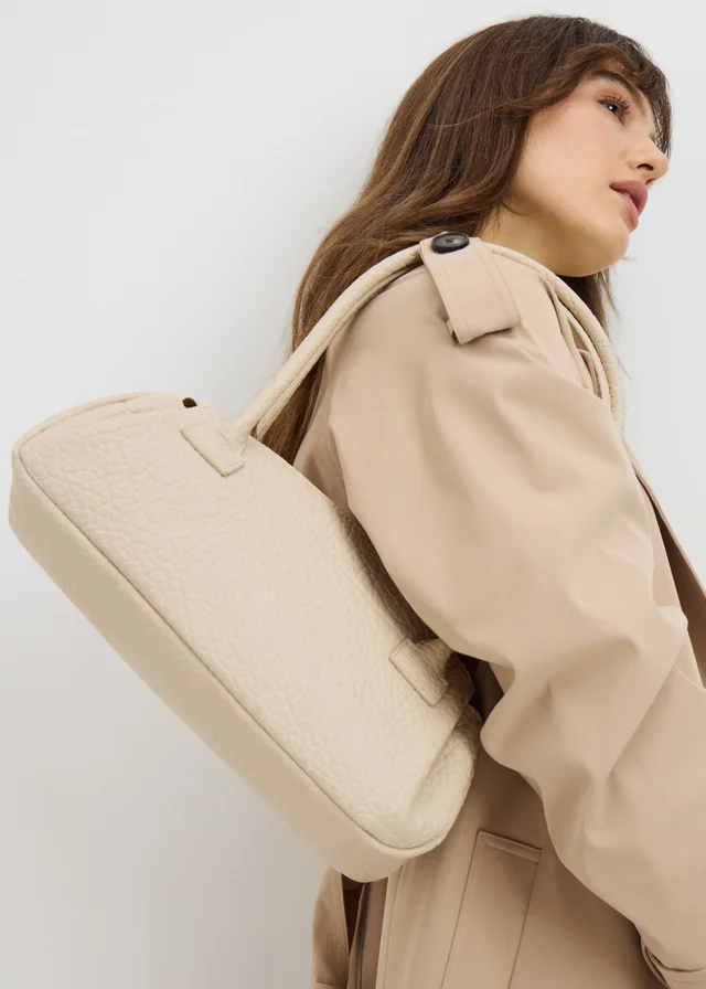 Cream Textured Shoulder Bag