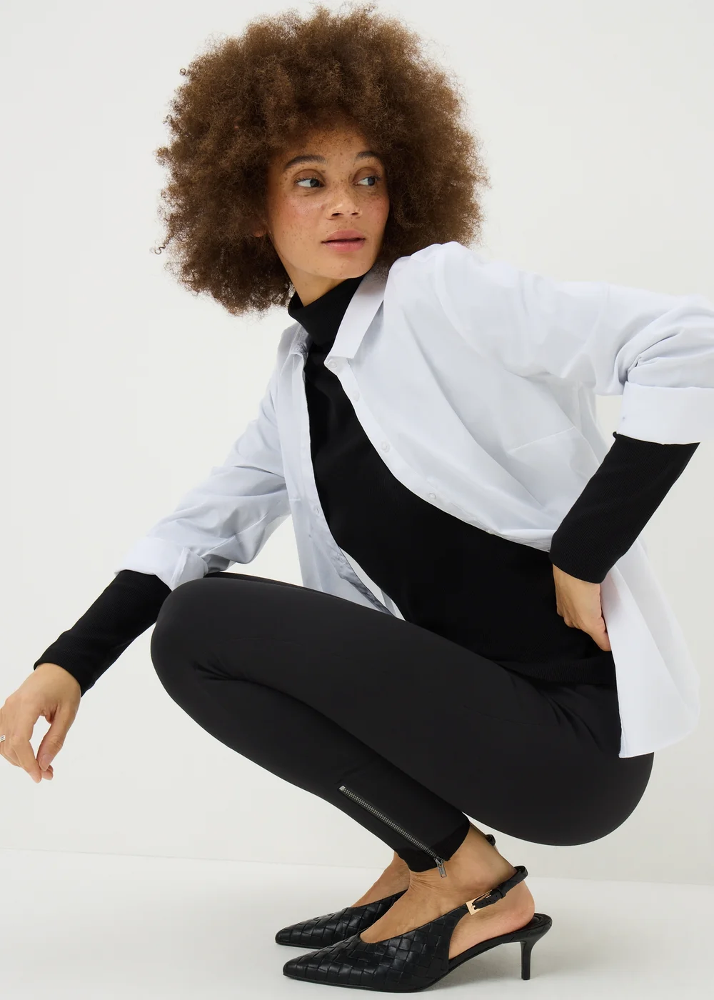 Black Body Shaper Zip Hem Leggings - Size 8 Image 1