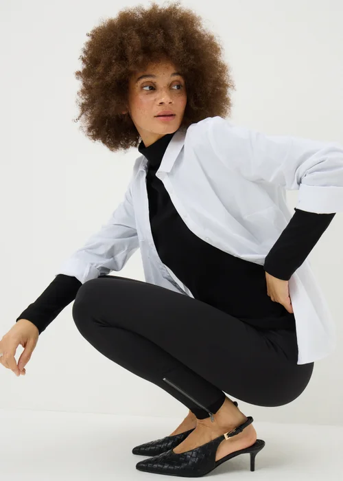 Black Body Shaper Zip Hem Leggings - Size 8 Image 1