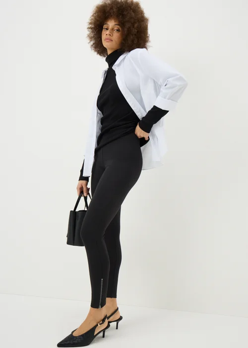 Black Body Shaper Zip Hem Leggings - Size 8 Image 2