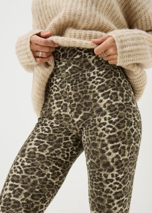 Brown Leopard Print Jeggings - Size 16 Image 2