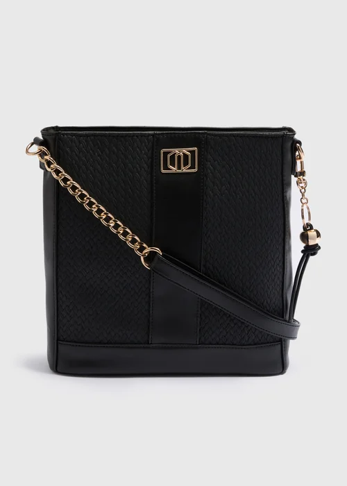 Black Textured Messenger Bag - One Size Image 2