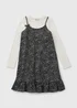 Girls Black Two In One Crinkle Dress (7-15 Yrs) - Age 7 Years Image 1