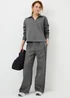 Grey Piped Scuba Co-Ord Wide Leg Trousers - Size 16 29 leg Image 1