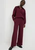 Burgundy Piped Scuba Co-Ord Wide Leg Trouser - Size 18 29 leg Image 1