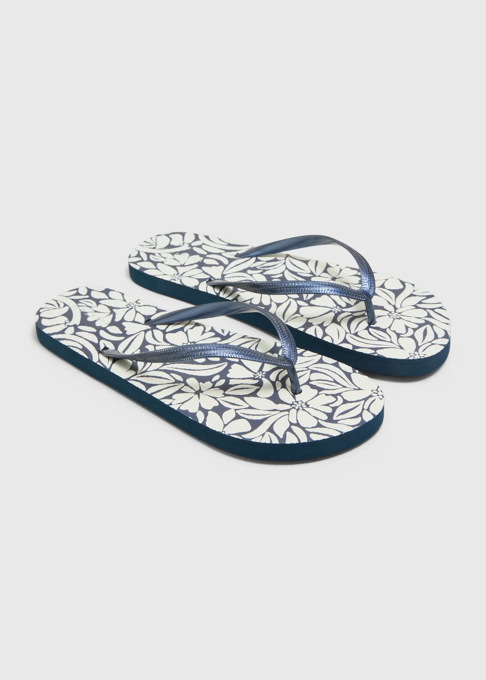 Navy Printed Flip Flops - Small Image 1