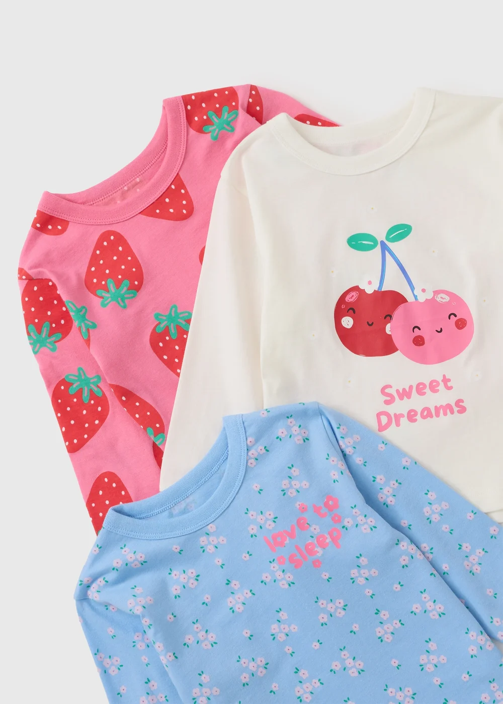 3 Pack Girls Pink Fruit Long Pyjama Set (1-7yrs) - 1 to 1 half years Image 2