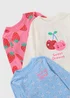 3 Pack Girls Pink Fruit Long Pyjama Set (1-7yrs) - 1 to 1 half years Image 2