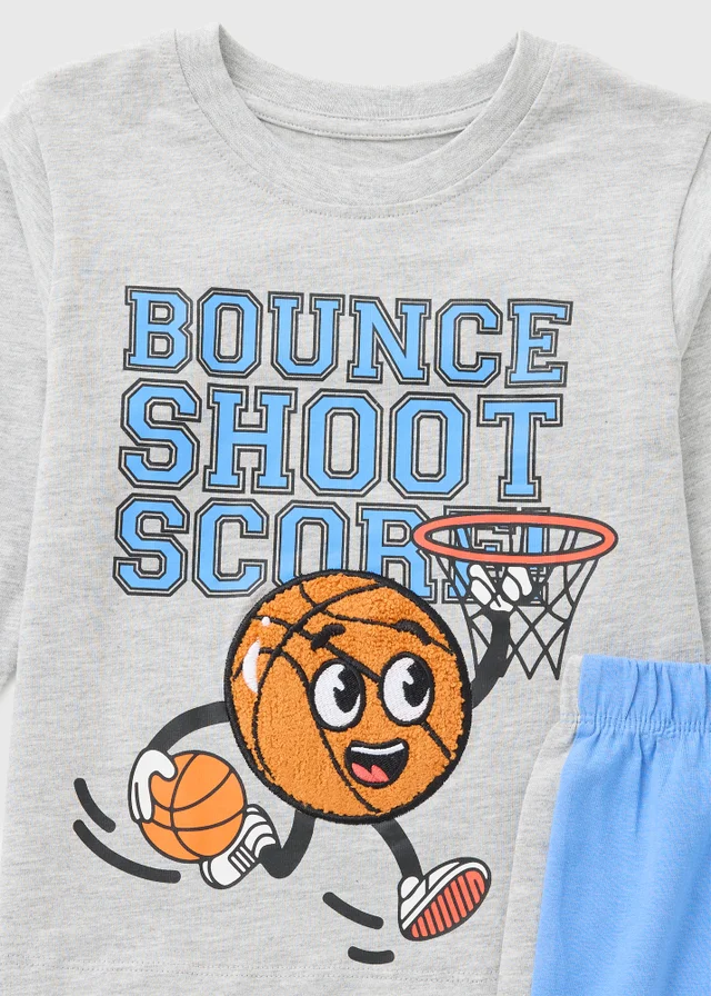 Kids Grey Basketball Long Pyjama Set (1-7yrs)