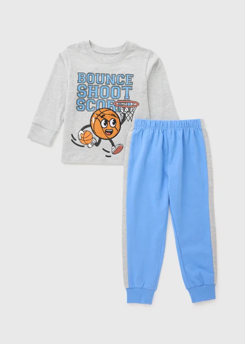 Kids Grey Basketball Long Pyjama Set (1-7yrs) - 1 to 1 half years Image 1