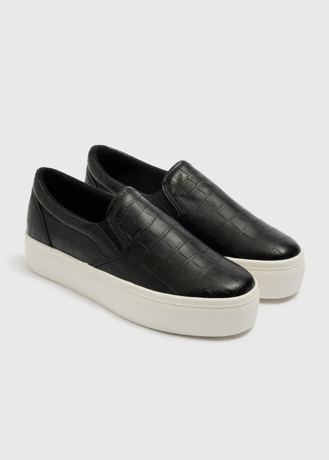 Black Platform Slip On Espadrilles