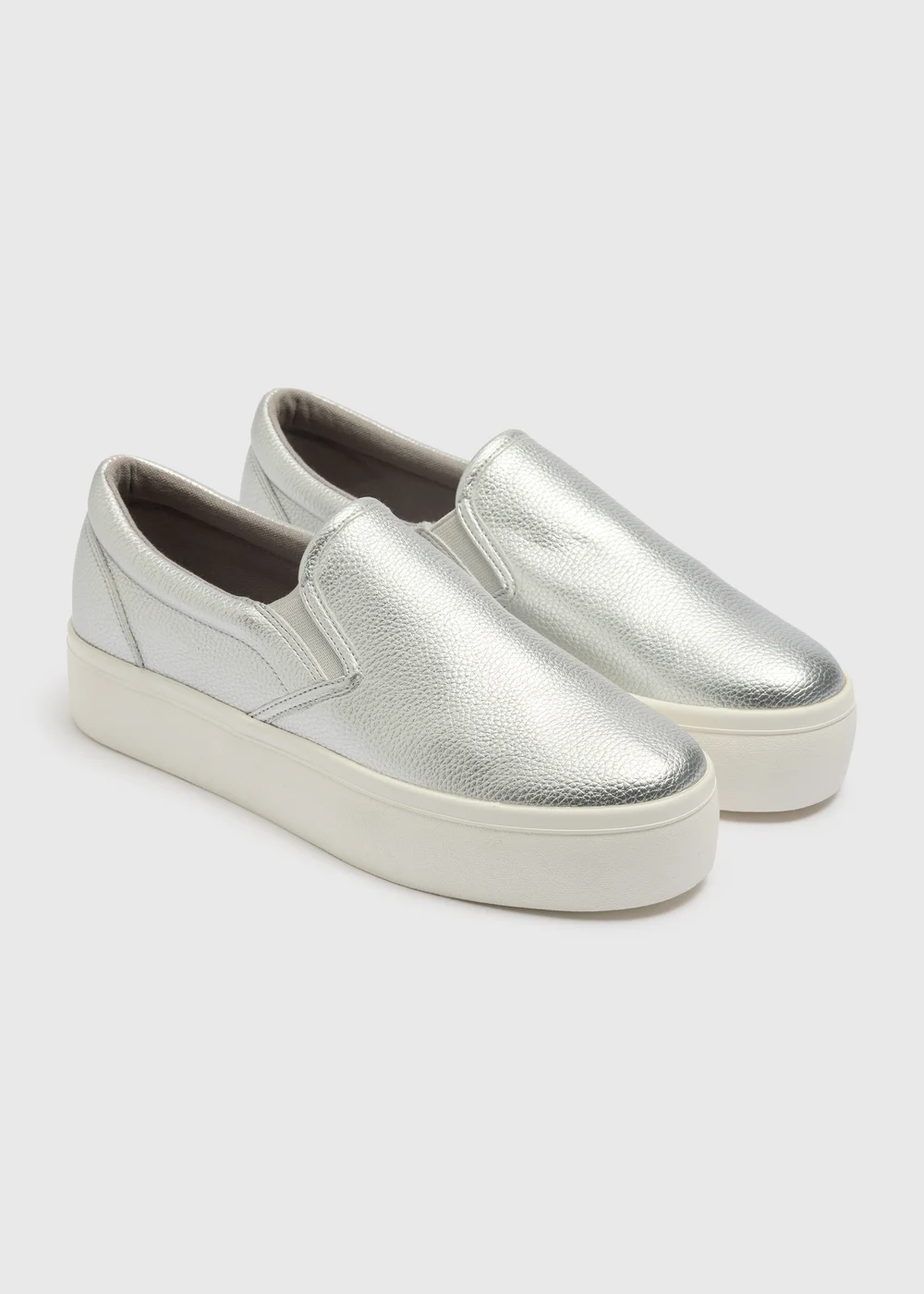 Silver Metallic Platform Slip On Shoes - Size 3 Image 1