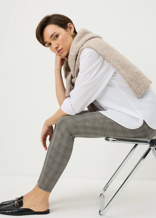 Brown Check Leggings - Size 8 Image 1