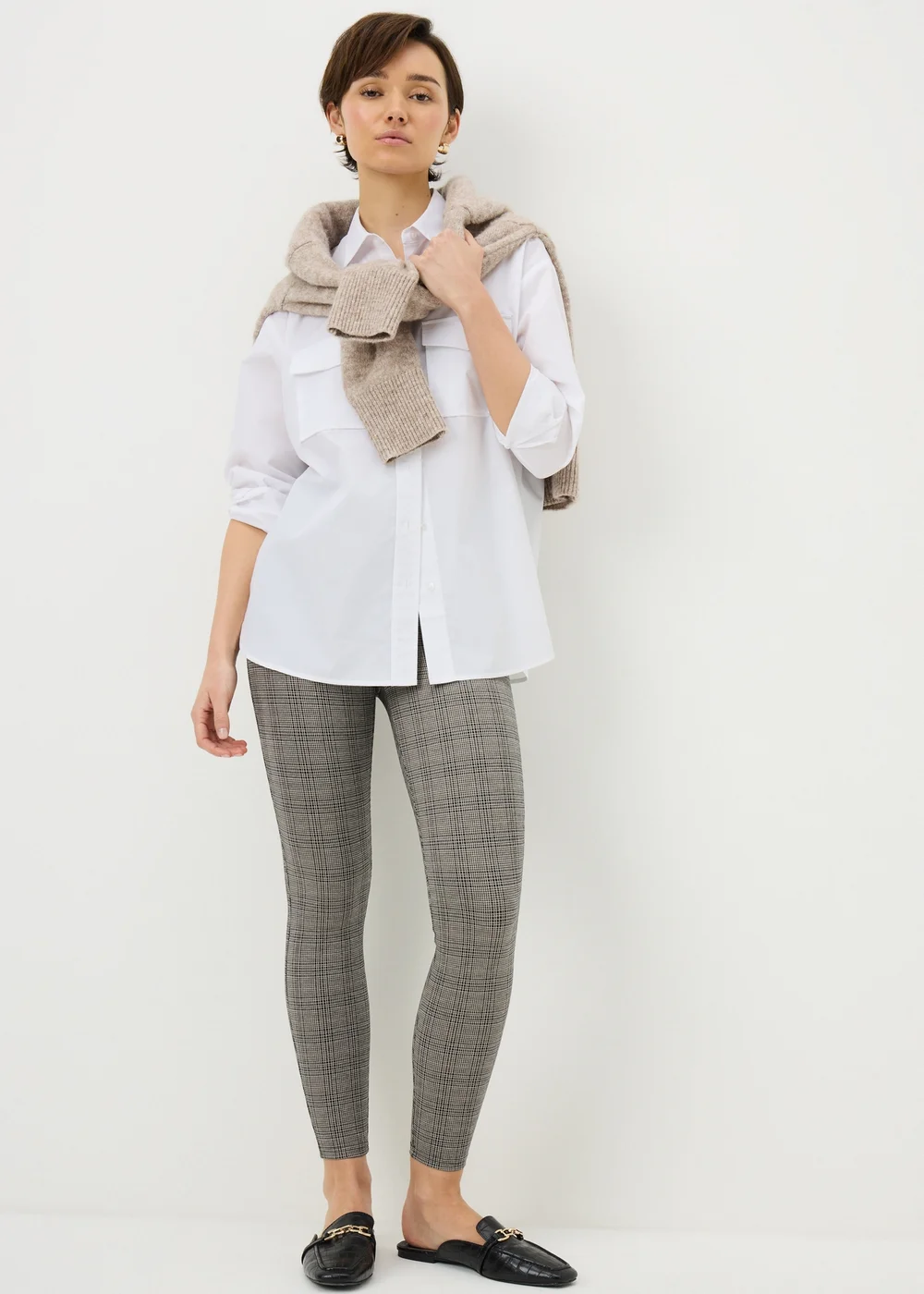 Brown Check Leggings - Size 8 Image 2