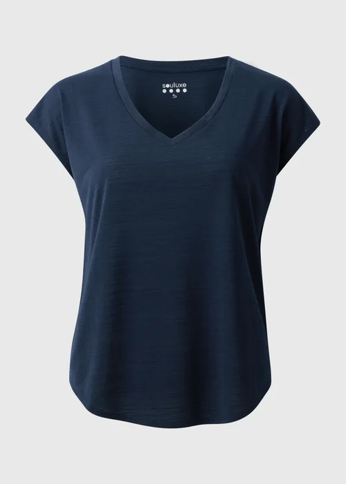 Souluxe Navy V-Neck T-Shirt - Small Image 4