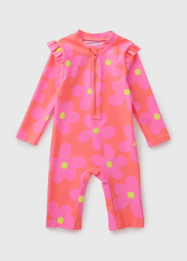 Girls Pink Flower Surf Suit (1-7yrs)