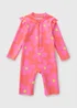 Girls Pink Flower Surf Suit (1-7yrs) - 1 to 1 half years Image 1