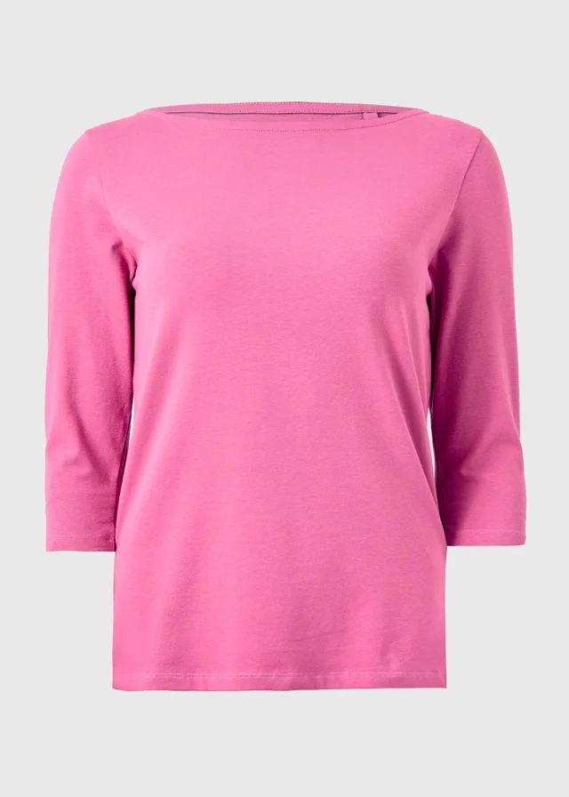 Pink Fitted 3/4 Sleeve Top