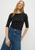 Black Polka Dot 3/4 Sleeve T-Shirt - Size 8 Image 1
