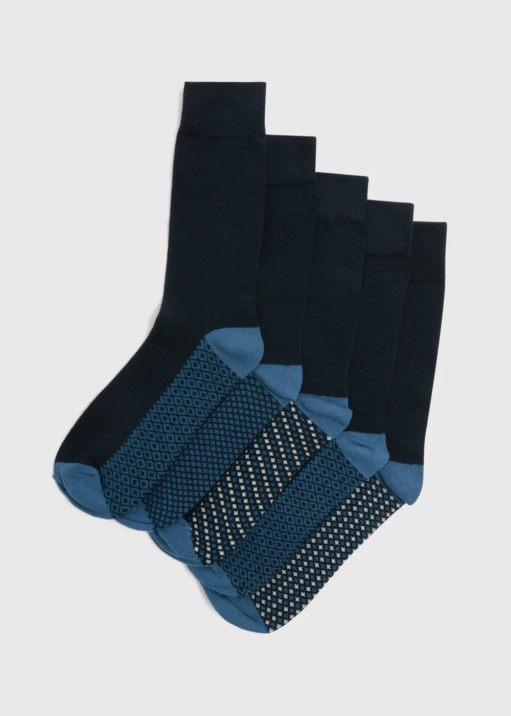 5 Pack Black Geometric Design Socks - Sizes 6 - 8.5 Image 1