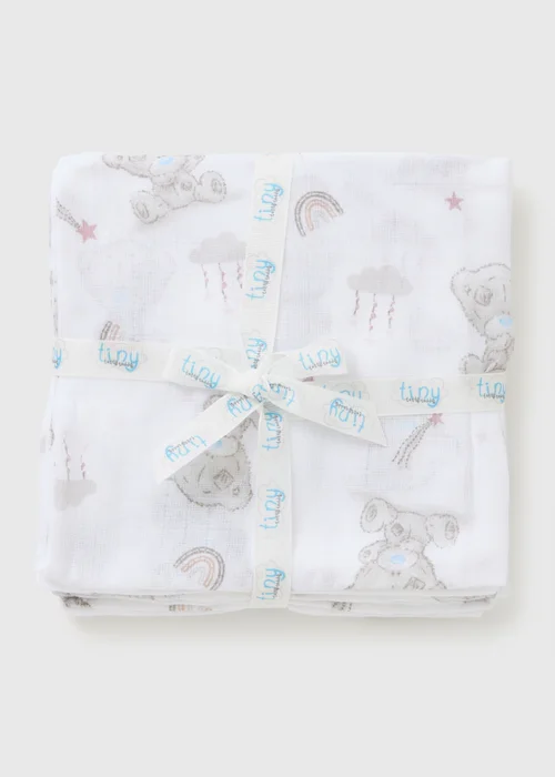 Tiny Tatty Teddy 3 Pack White Muslin Cloths - One Size Image 1