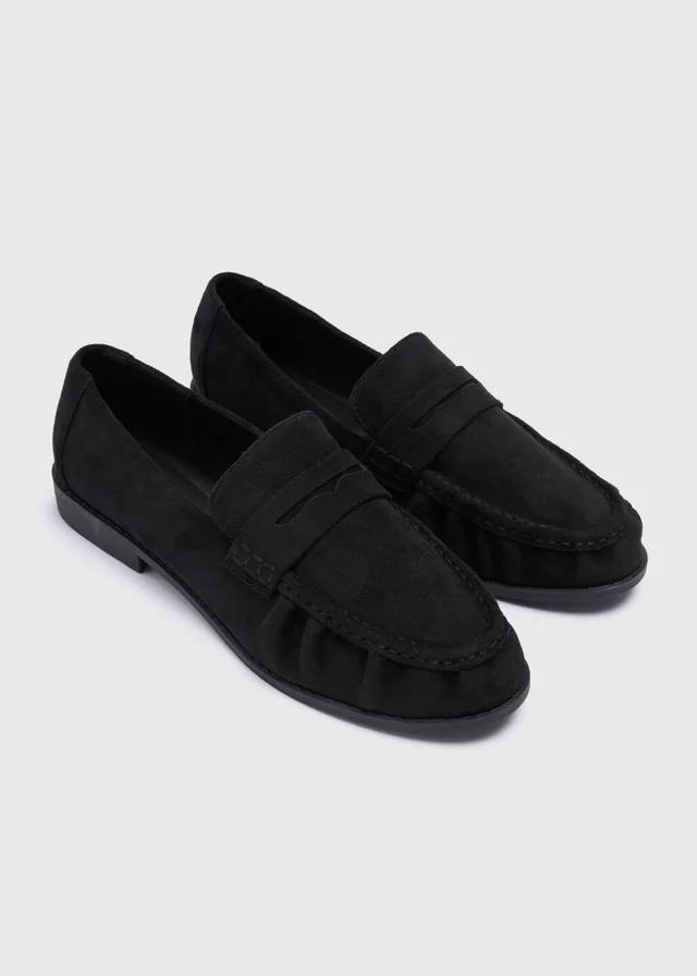 Black Faux Suede Loafers