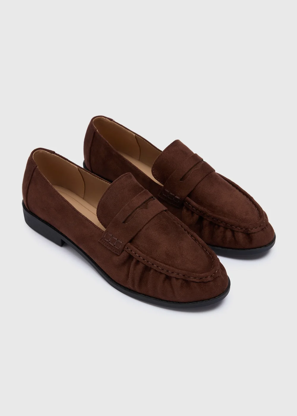 Chocolate Brown Faux Suede Loafers - Size 3 Image 1