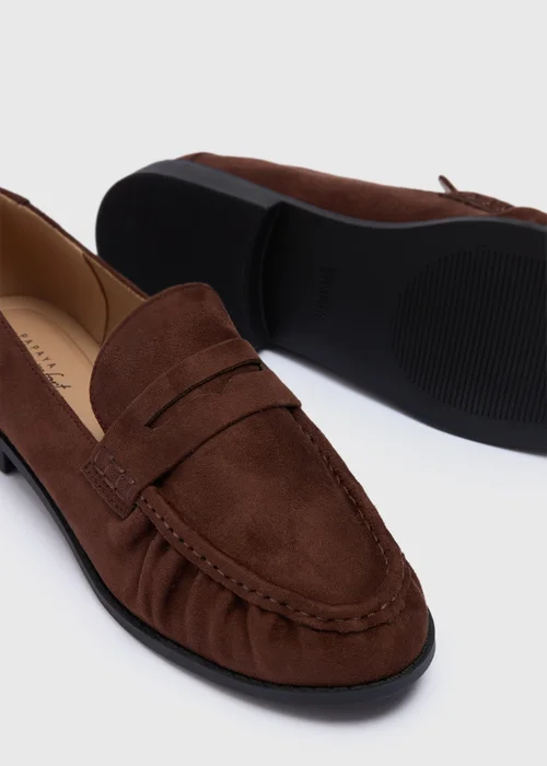 Chocolate Brown Faux Suede Loafers - Size 3 Image 2