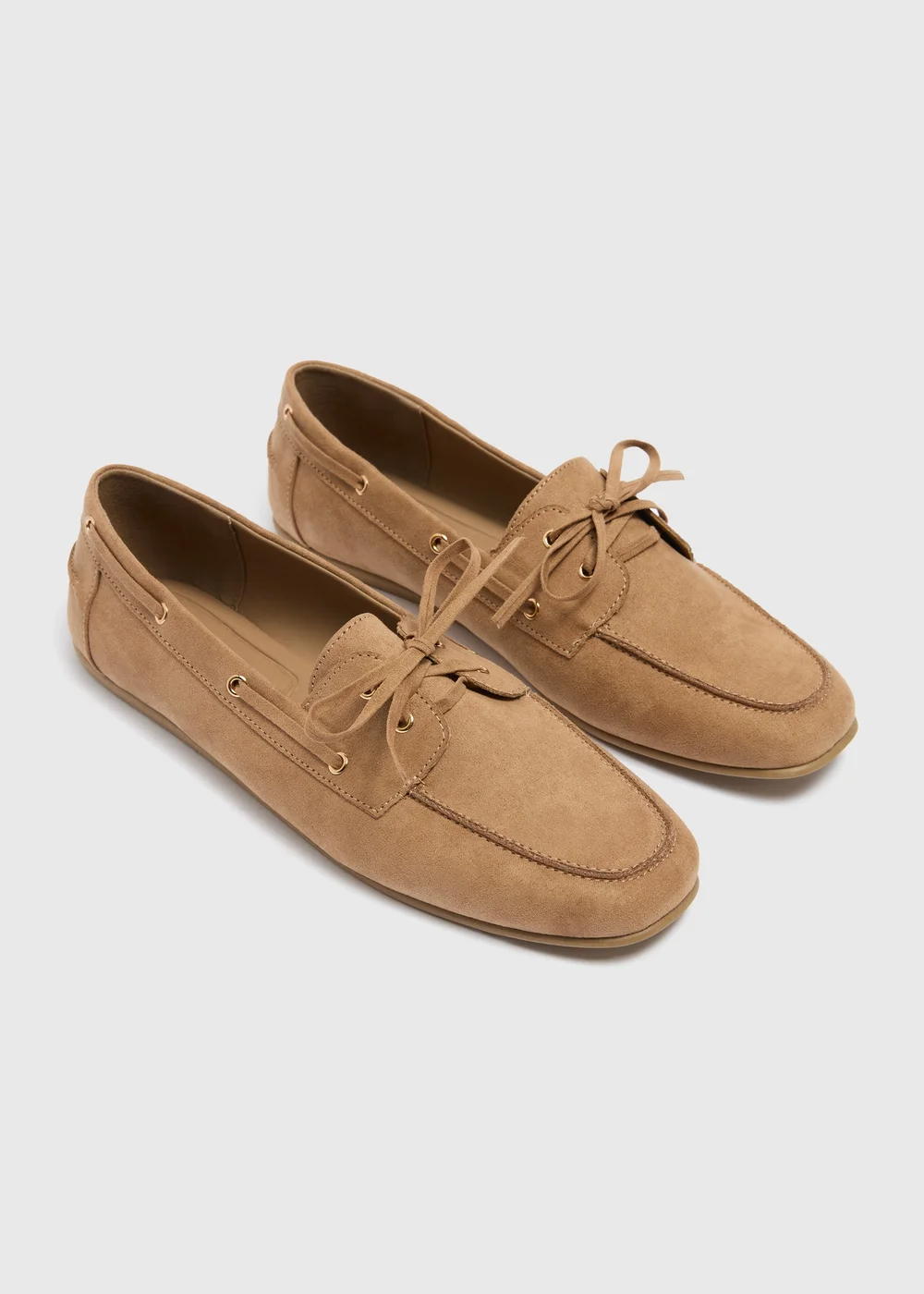 Sand Faux Suede Boat Loafers - Size 3 Image 1