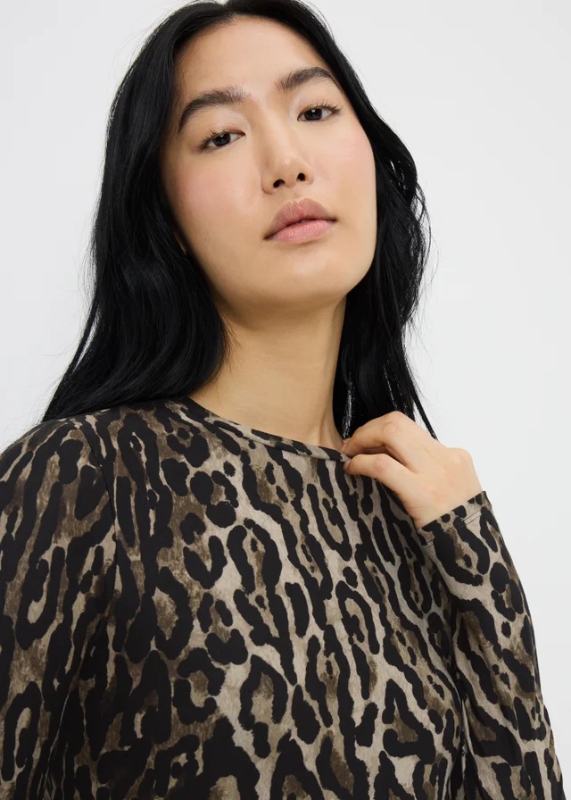 Brown Leopard Print Supersoft Mini Dress