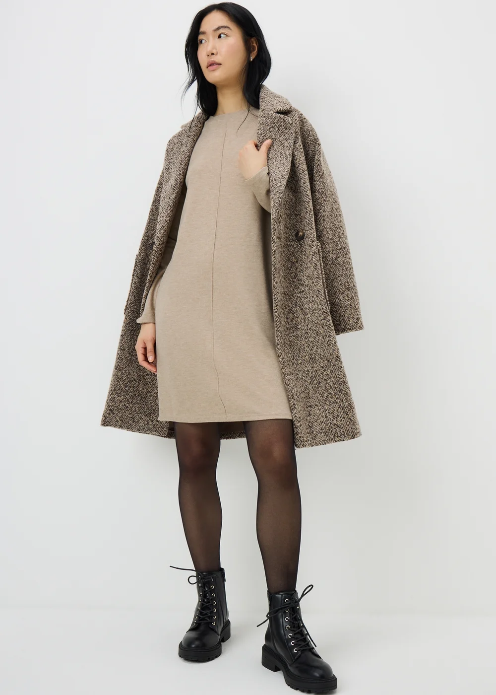 Beige Cosy Mini Dress - 8 Image 1