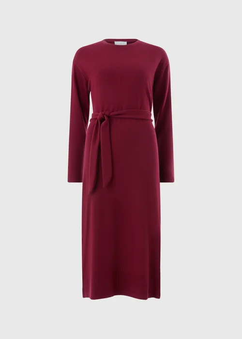 Burgundy Cosy Belted Midi Dress - 24 Image 3