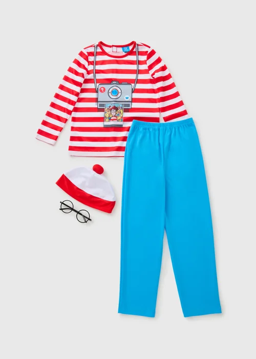 Boys Red Where's Wally Costume (3-12 Yrs) - Age 3 - 4 Years Image 1