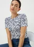 Navy Print Fitted T-Shirt - Size 8 Image 2