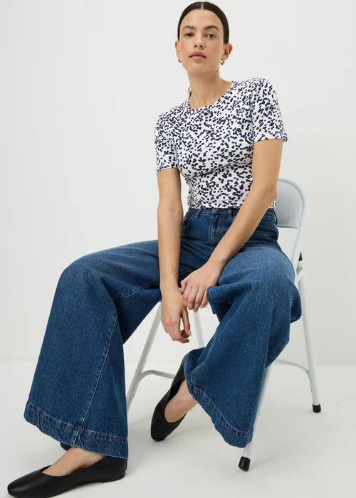 Navy Print Fitted T-Shirt - Size 8 Image 1