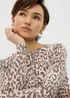 Brown Leopard Fitted Long Sleeve Top - Size 8 Image 3