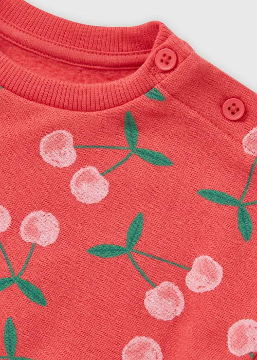 Baby Pink Cherry Sweatshirt & Jogging Bottom Set (Newborn-23mths) - Up to 1 Month Image 2