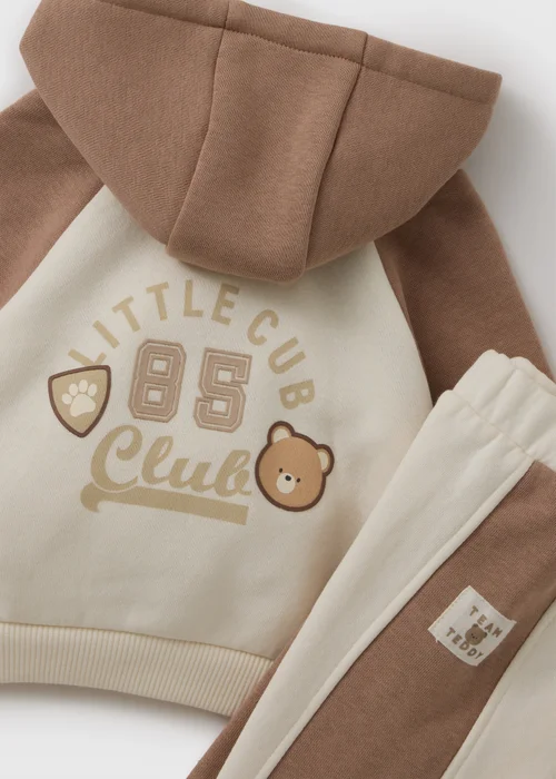 Baby Beige Hooded Top & Bottoms Set (Newborn - 23mths) - Up to 1 Month Image 2