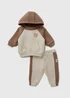 Baby Beige Hooded Top & Bottoms Set (Newborn - 23mths) - Up to 1 Month Image 1