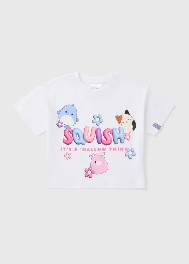 Squishmallows Girls Cream Crop Top (5-13yrs)