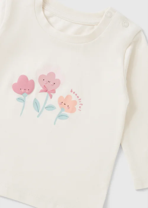 3 Piece Baby Blue Flower Sweatshirt & Jogging Bottom Set (Newborn-23mths) - Up to 1 Month Image 2