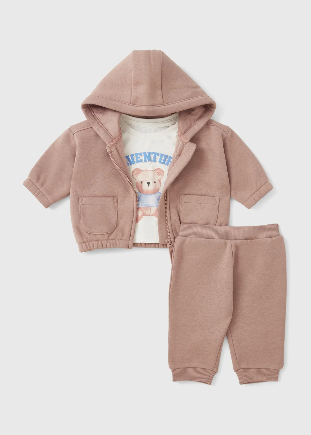 3 Piece Baby Bear Sweatshirt & Jogging Bottom Set (Newborn-23mths) - Up to 1 Month Image 1