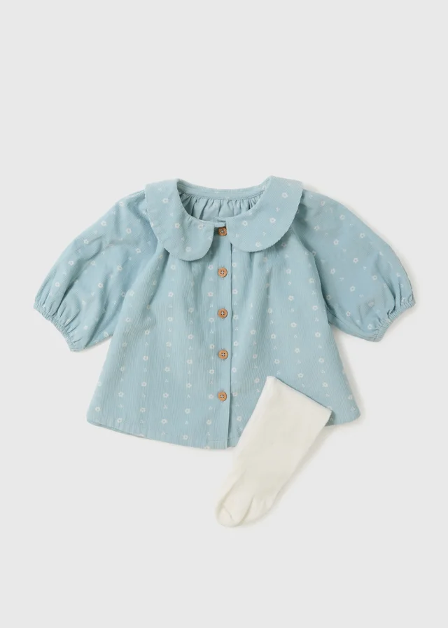 Baby Blue Dress & Tights Set (Newborn-23mths)